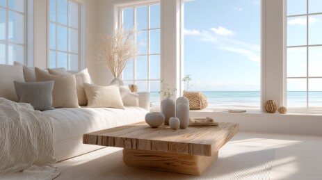 明亮通风的海景客厅