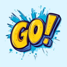 黄蓝炫彩“GO”字图案