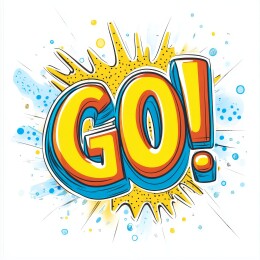 黄蓝炫彩“GO”字图案