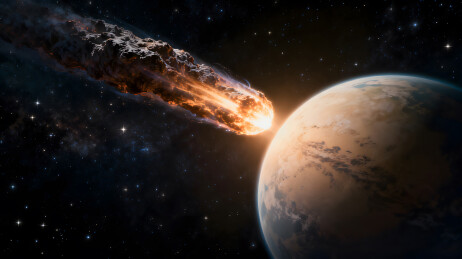 陨石撞击行星的景象