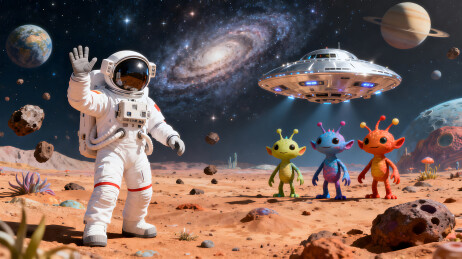 宇航员与外星生物的奇妙相遇