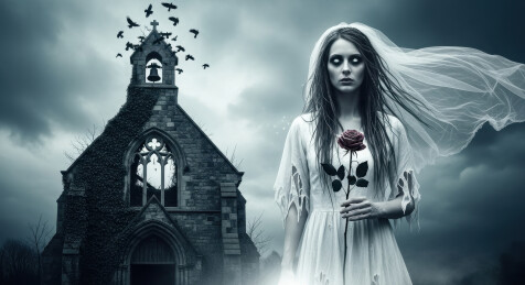 万圣节哥特风婚纱诡异氛围照