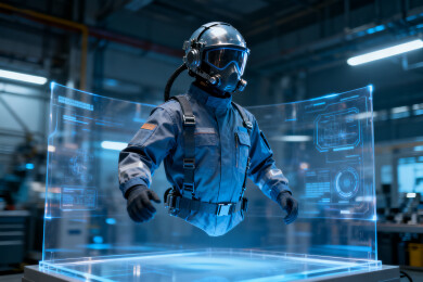 未来科技人员操作虚拟界面