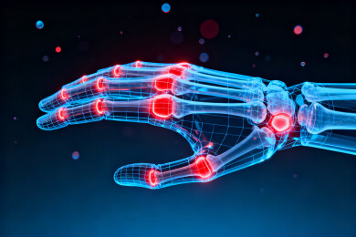 手部骨骼关节炎症示意图