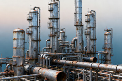 工业厂区大型金属管道设备