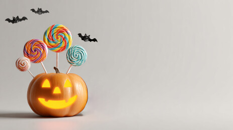 万圣节南瓜糖果黑猫场景