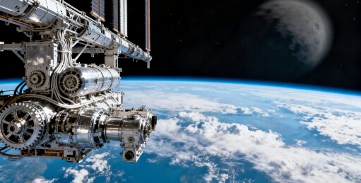 航天器太空俯瞰地球场景