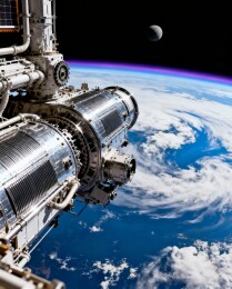 航天器太空俯瞰地球场景