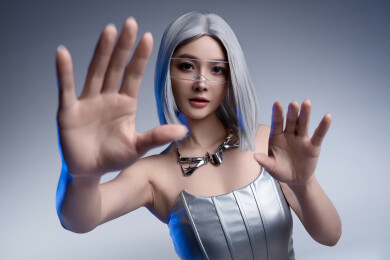 一位戴眼镜的时尚个性美女