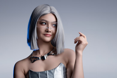 一位戴眼镜的时尚个性美女