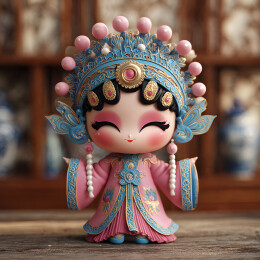 俏皮可爱的戏曲娃娃