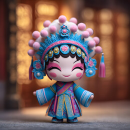 俏皮可爱的戏曲娃娃