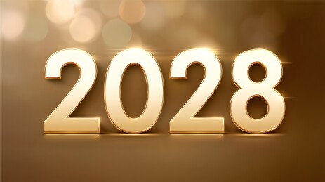 金色光斑2028立体数字3D渲染素材