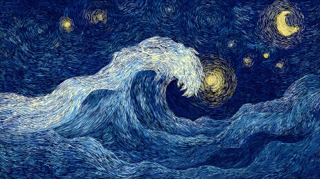 星空浪涛夜海 梦幻光晕