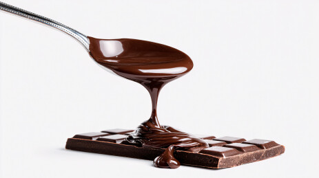 流淌的巧克力酱与巧克力块