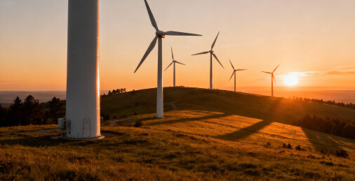 日落时分的风力发电机