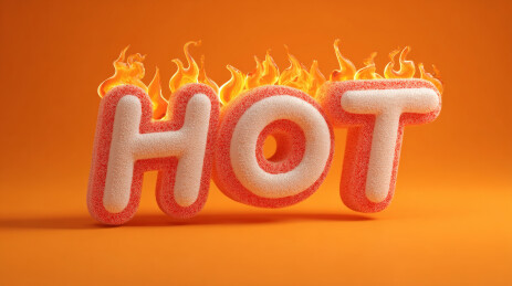 燃烧着火焰的HOT热门艺术字