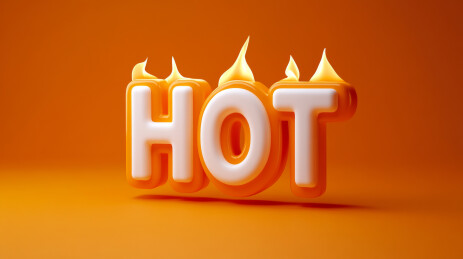 橙色火焰环绕白色热字HOT