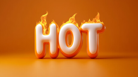 橙色火焰环绕白色热字HOT