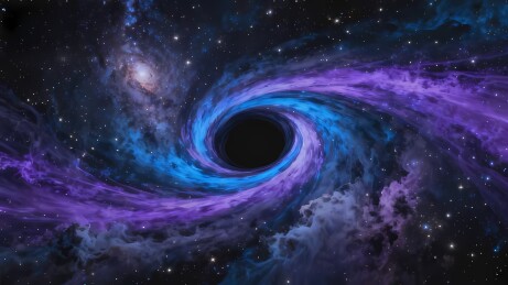 宇宙漩涡中的黑洞景象
