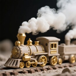 蒸汽火车模型在轨道上