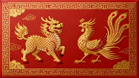 龙凤刺绣图案