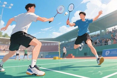 羽毛球竞技插画