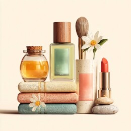 美妆与生活用品组合静物图