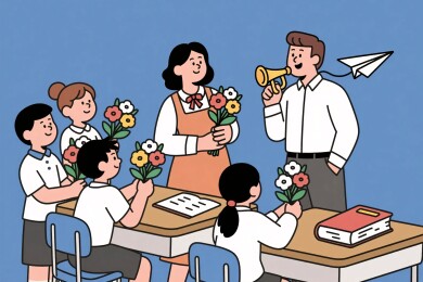 校园师生互动插画