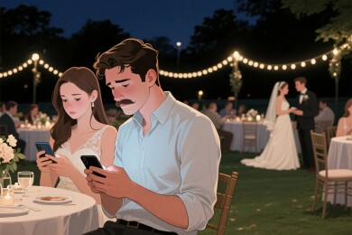 婚礼场景观礼玩手机