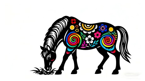 彩色花纹马
