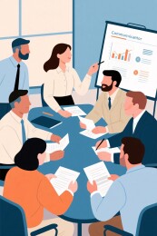 会议室团队讨论插画