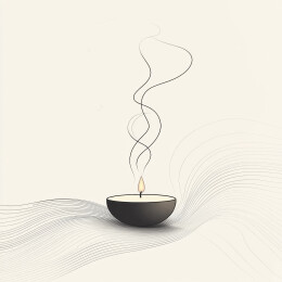 冒着热气的汤碗手绘素描插画
