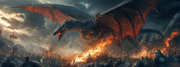 巨大的火龙在空中飞翔