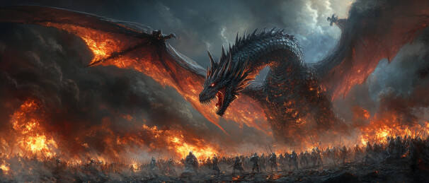 巨大的火龙在空中飞翔