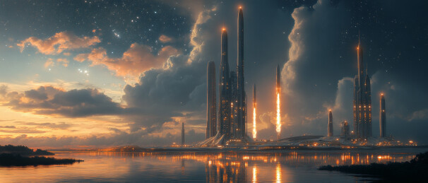 未来风格的太空城市