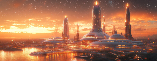 未来风格的太空城市