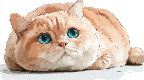 橙色猫咪侧卧特写