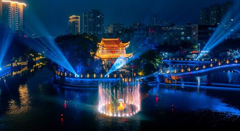 中国浙江温州瑞安塘河夜景