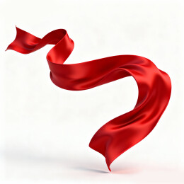 白底上舞动的红色丝绸飘带背景