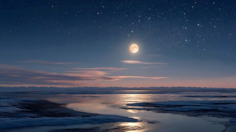 月夜星空海面静谧景象