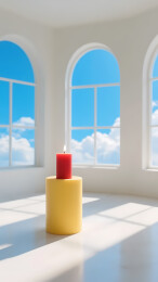 窗前的红色蜡烛