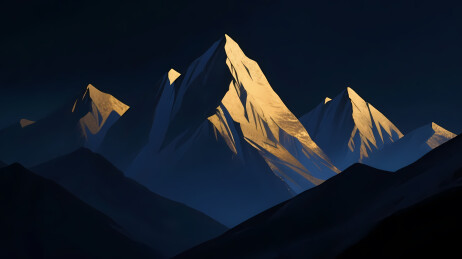 金色山峰的夜空奇观