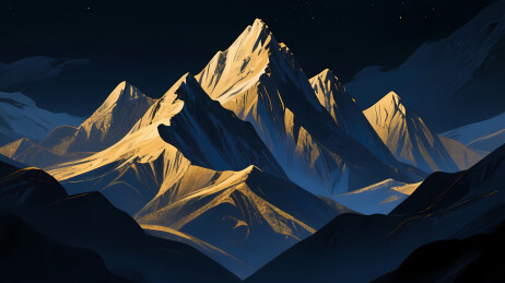 雪山夜景壮丽风光