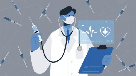 医生手持针管医疗科技