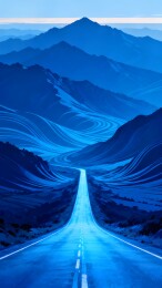 蓝色山脉中的公路