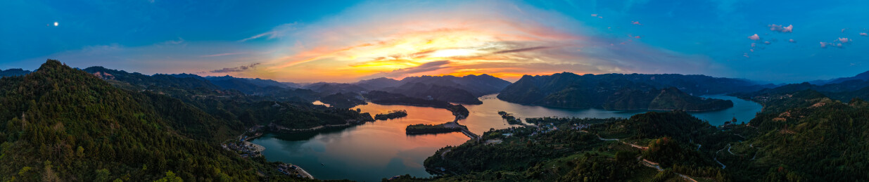 航拍湖南湘西古丈县栖凤湖风光