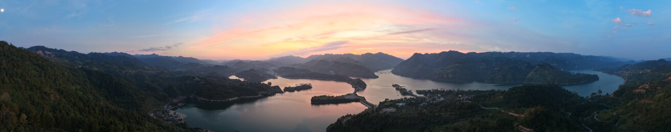 航拍湖南湘西古丈县栖凤湖风光