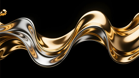 金银流动交织的抽象艺术画面