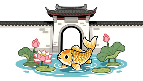 传统节日的鲤鱼跃龙门场景插画